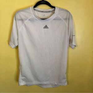 Adidas Womens Round Neck Short Raglan Sleeve Athletic Running T-Shirt White L